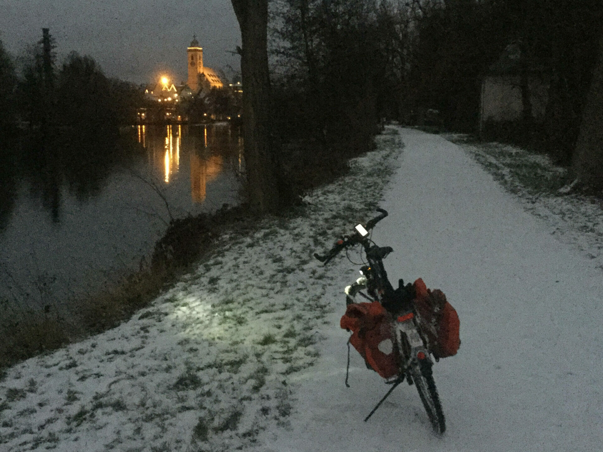 Nürtingen bei Nach Fahrradtour Neckarradweg - Winter