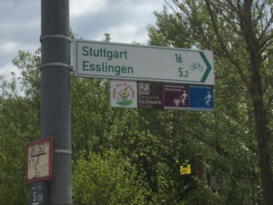 Wegweiser Neckarradweg Esslingen Stuttgart