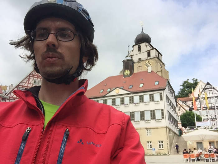 Herrenberg Ammertalradweg Kirche Fahrradfahrer Dämpf