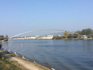 Dreiländerbrücke - Weil am Rhein - Huningue - Veloroute Rhin - französischer Rheinradweg