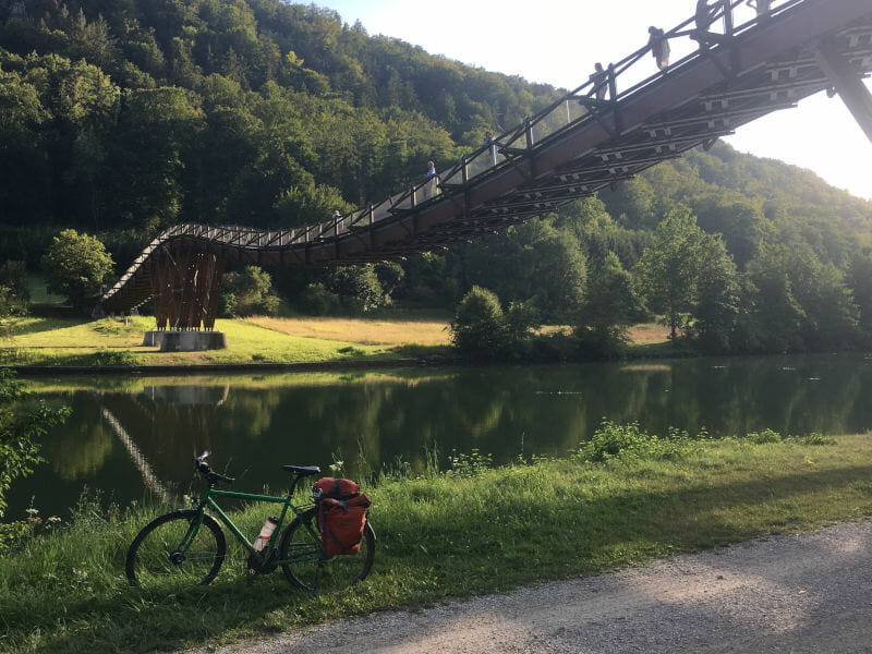 Holzbrücke Essing - Altmühltalradweg - Fünf-Flüsse-Radweg