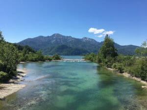 Die Loisach in den Kochelsee - Bodensee-Königssee-Radweg