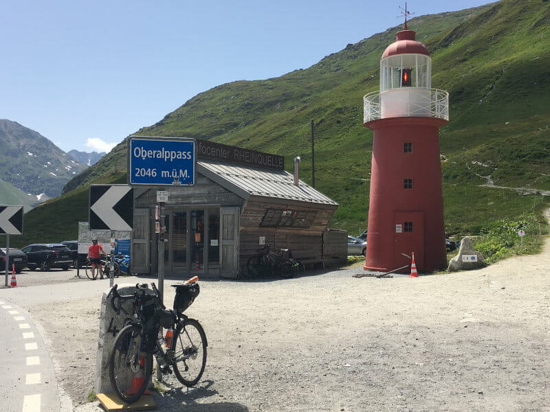 Andermatt Oberalppass - Rheinquelle - Leuchtturm - Start des Rheinradwegs