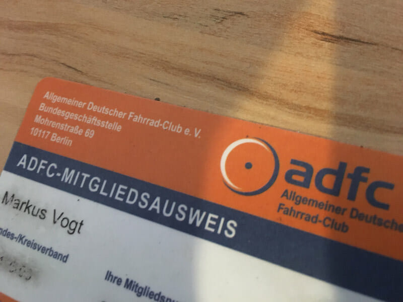 ADFC-Fahrradausweis für ADFC-Mitgliedschaft