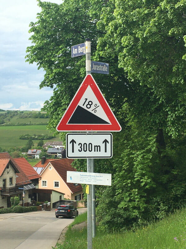 Anstieg nach Oberhochstatt - 18 Prozent - Limesradweg