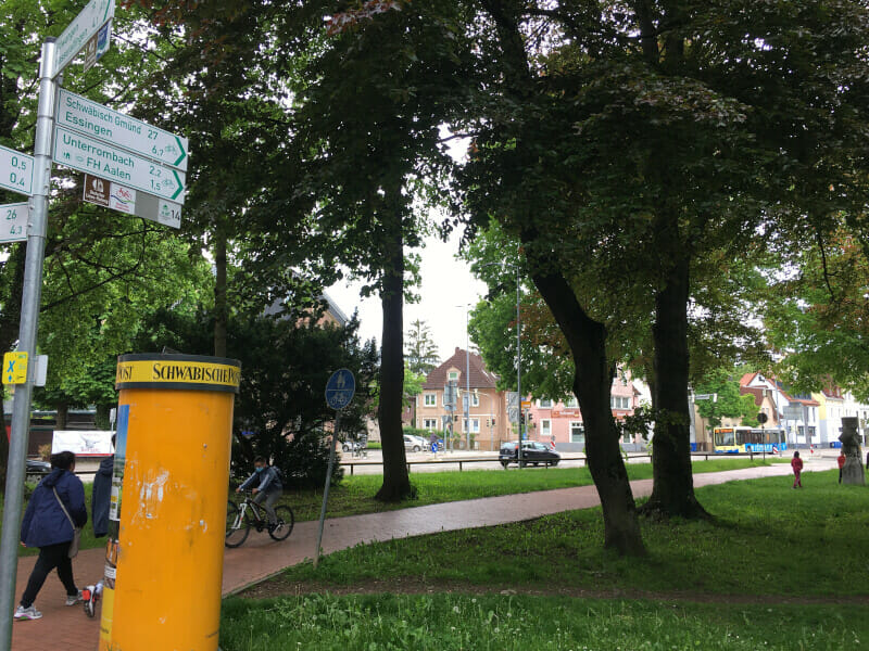 Park in Aalen am Limes-Radweg.