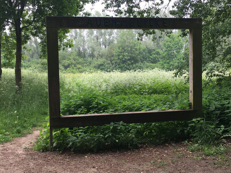Bilderrahmen mitten in der Landschaft bei Emsdetten - Emsradweg