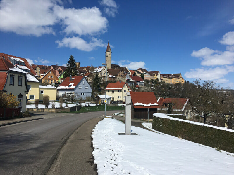 Kirchberg an der Jagst am Kocher-Jagst-Radweg.