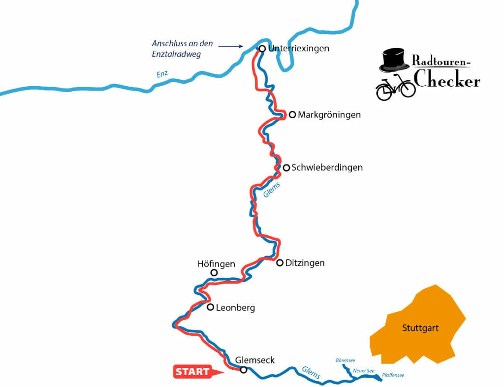 Glemsmühlenradweg - Glemstalradweg - Karte