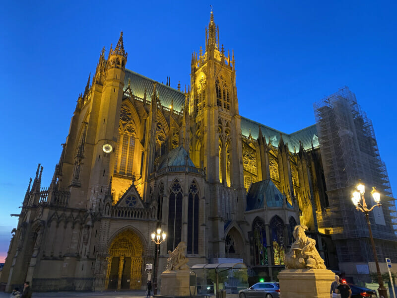 Kathedrale in Metz bei Nacht - Moselradweg.